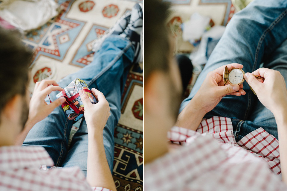 Bride Thea wears a Halfpenny London gown for her laid back dinner party wedding. Photography by John Barwood.