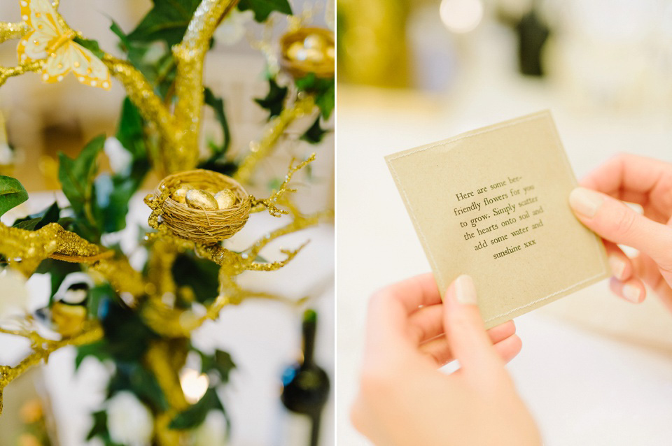 Bride Thea wears a Halfpenny London gown for her laid back dinner party wedding. Photography by John Barwood.