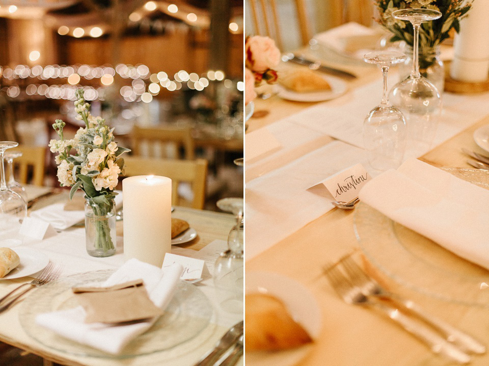 The bride wears Sarah Seven and a Ru de Seine lace blouse for her Boho Rustic Bavarian Farmhouse wedding. Photography by Kevin Klein.