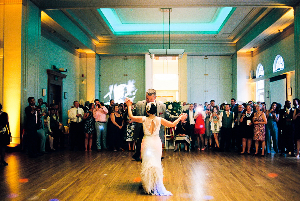 A 1930's Art Deco inspired wedding at The Assembly Rooms in London. Images shot on 35mm film by Peachey Photography.