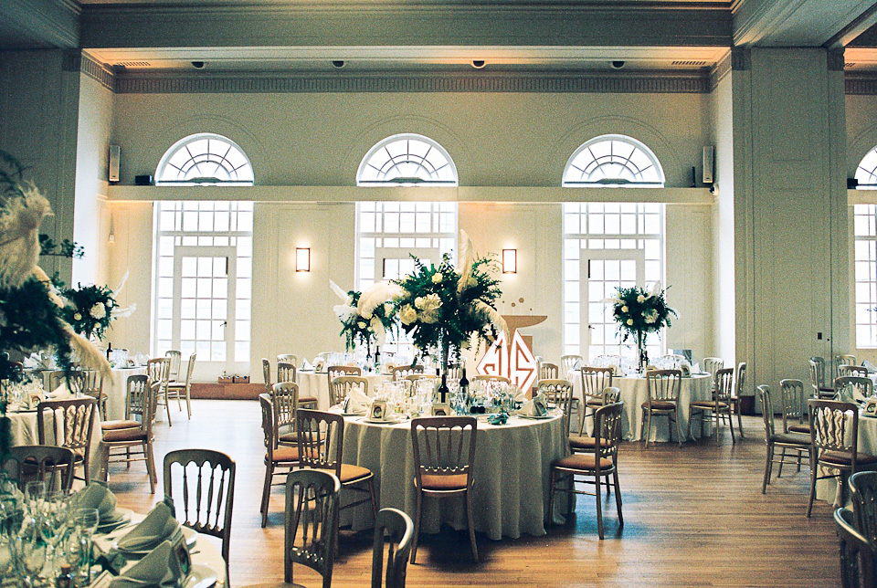 A 1930's Art Deco inspired wedding at The Assembly Rooms in London. Images shot on 35mm film by Peachey Photography.