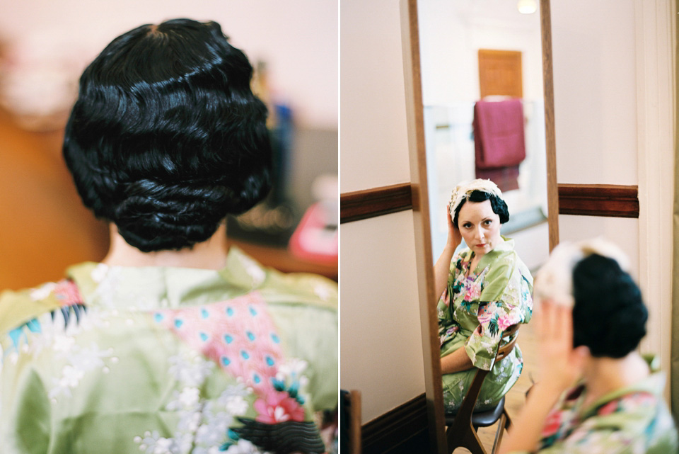 A 1930's Art Deco inspired wedding at The Assembly Rooms in London. Images shot on 35mm film by Peachey Photography.