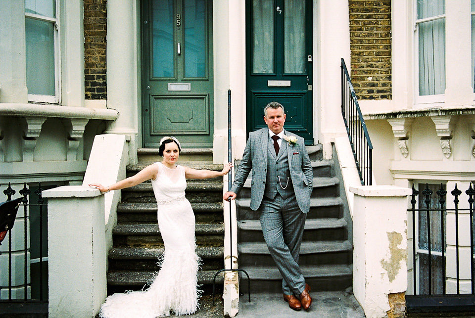 A 1930's Art Deco inspired wedding at The Assembly Rooms in London. Images shot on 35mm film by Peachey Photography.