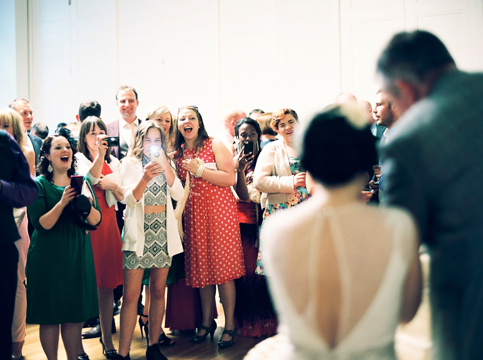 A 1930's Art Deco inspired wedding at The Assembly Rooms in London. Images shot on 35mm film by Peachey Photography.