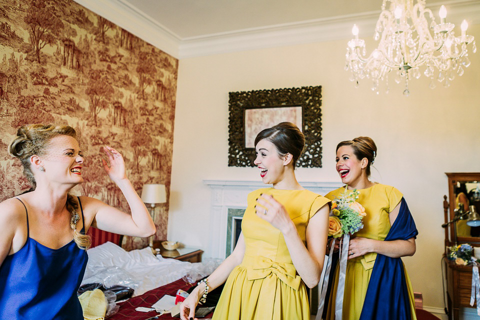 A mustard and blue vintage inspired wedding. Images by Solen Photography.