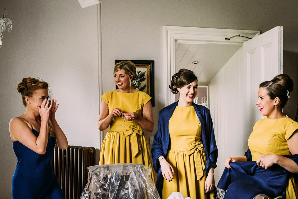 A mustard and blue vintage inspired wedding. Images by Solen Photography.
