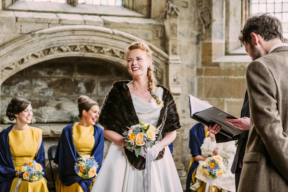 A mustard and blue vintage inspired wedding. Images by Solen Photography.