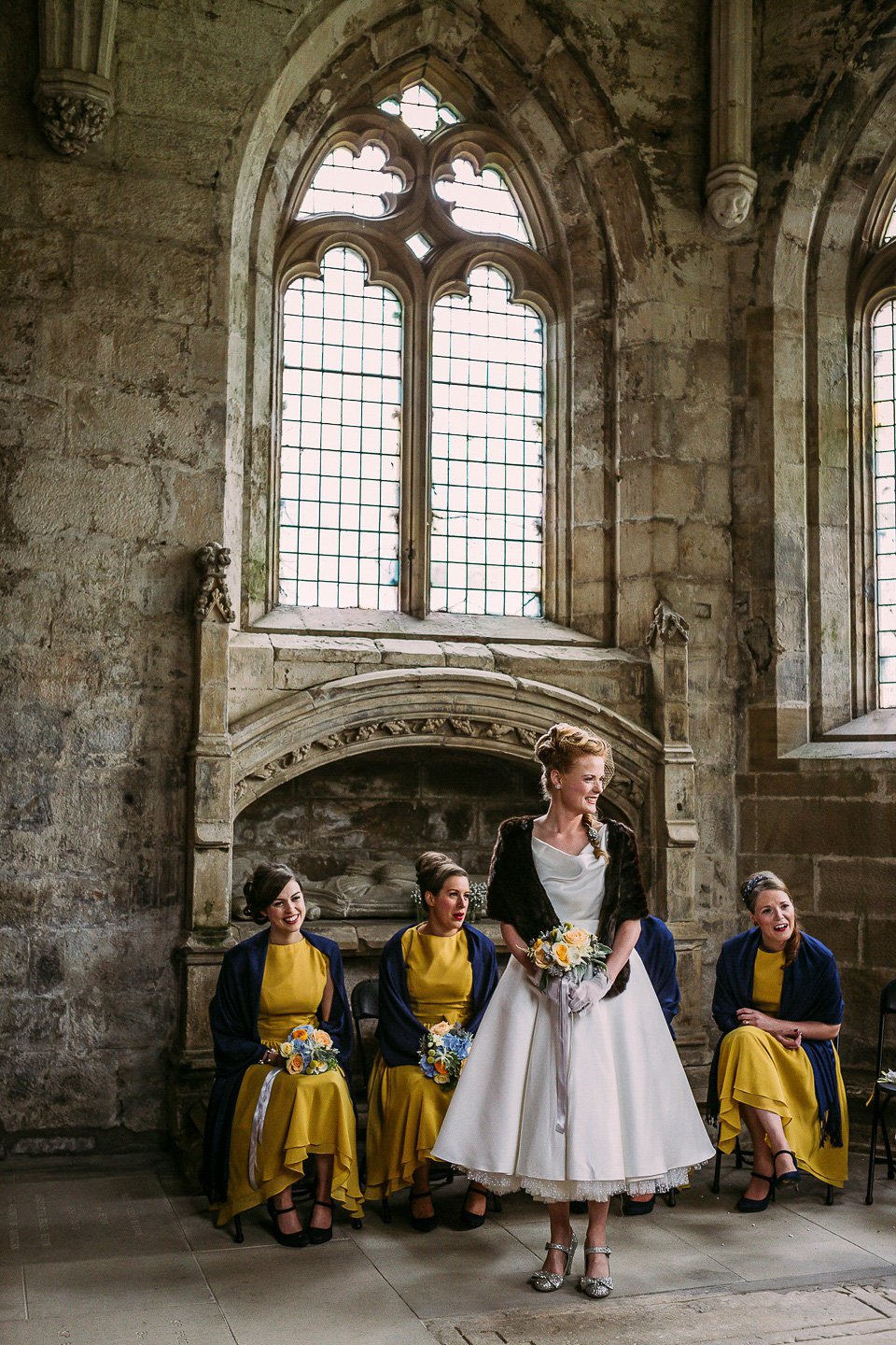 A mustard and blue vintage inspired wedding. Images by Solen Photography.