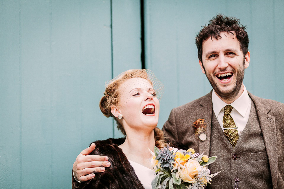 A mustard and blue vintage inspired wedding. Images by Solen Photography.