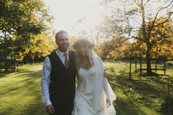 Charlie Brear and a Purple Flower Crown for a House Party Wedding in Somerset