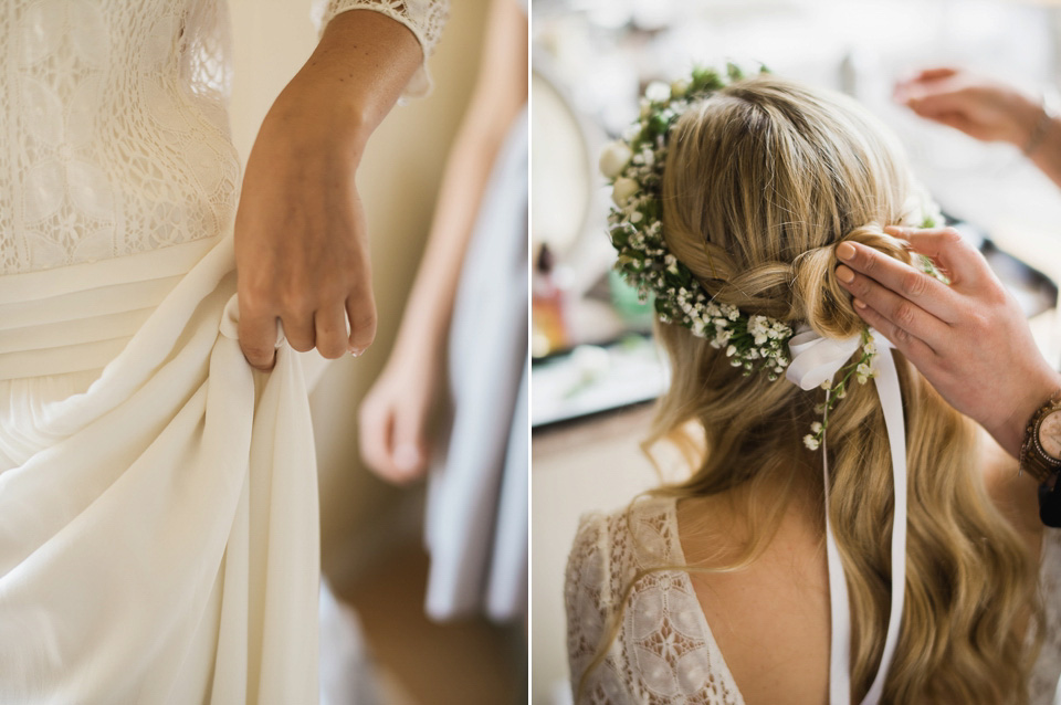 A Chic Laure de Sagazan Gown for a Boho Luxe English Country Wedding. Photography by John Barwood.