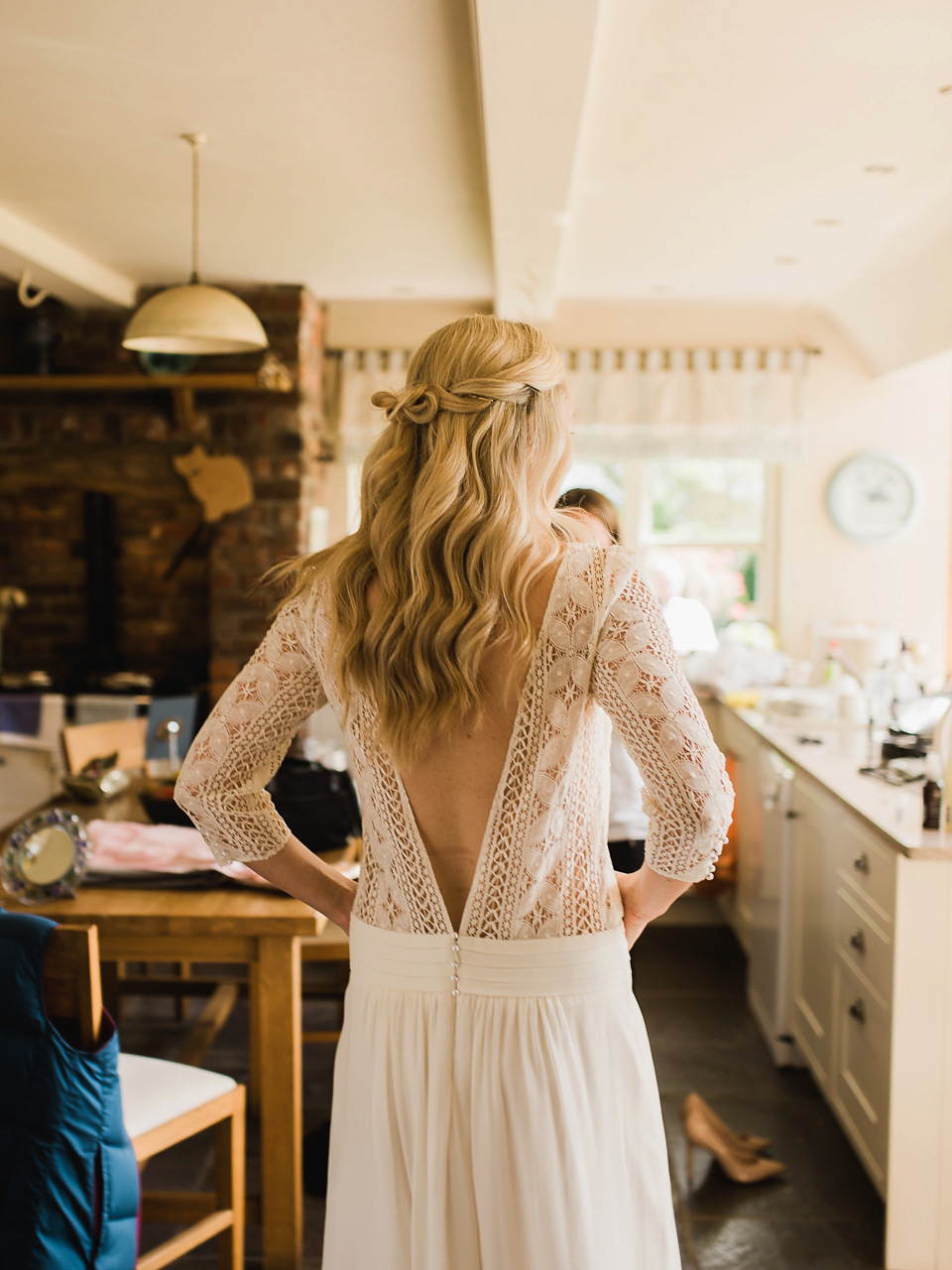 A Chic Laure de Sagazan Gown for a Boho Luxe English Country Wedding. Photography by John Barwood.