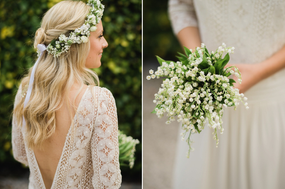 A Chic Laure de Sagazan Gown for a Boho Luxe English Country Wedding. Photography by John Barwood.