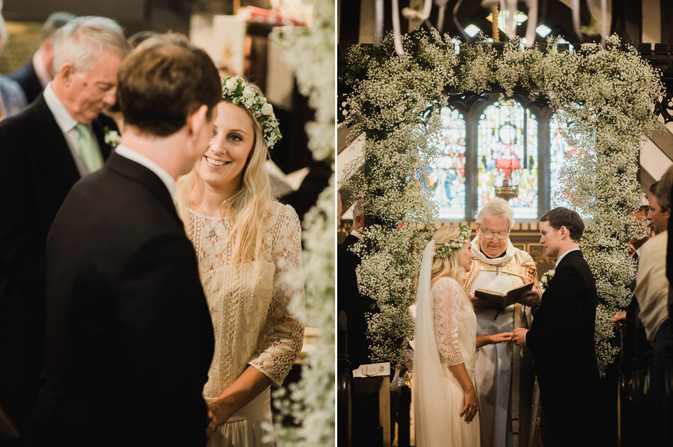 A Chic Laure de Sagazan Gown for a Boho Luxe English Country Wedding. Photography by John Barwood.