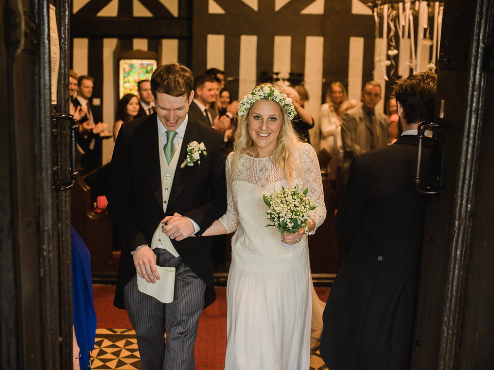 A Chic Laure de Sagazan Gown for a Boho Luxe English Country Wedding. Photography by John Barwood.