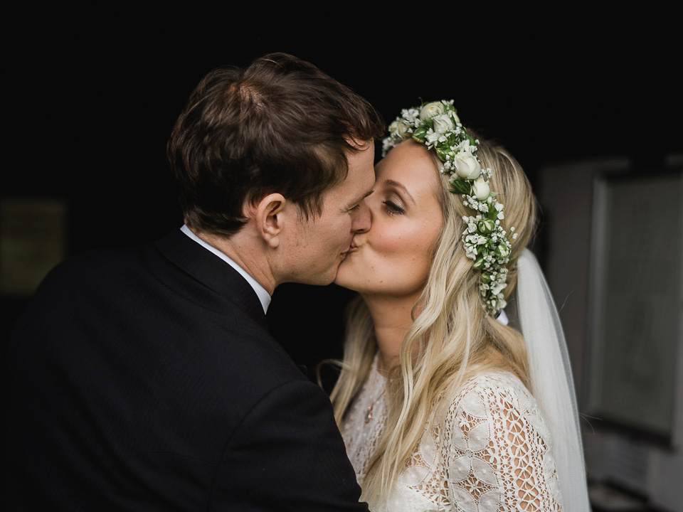 A Chic Laure de Sagazan Gown for a Boho Luxe English Country Wedding. Photography by John Barwood.