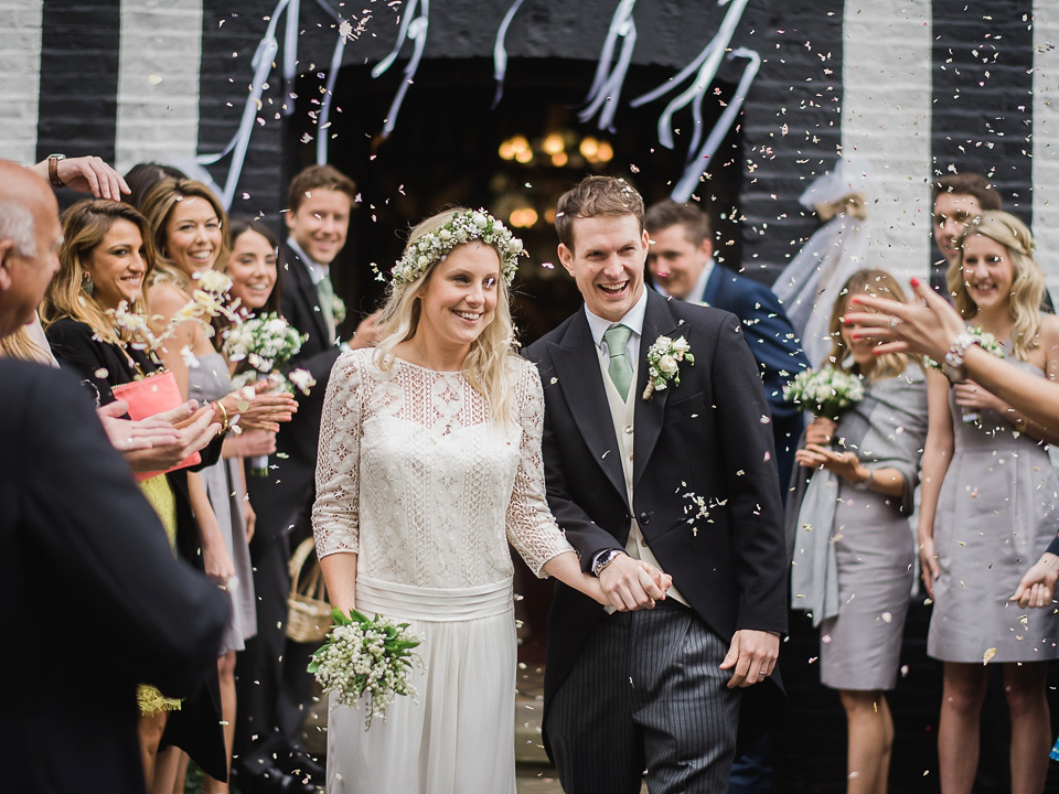 A Chic Laure de Sagazan Gown for a Boho Luxe English Country Wedding. Photography by John Barwood.