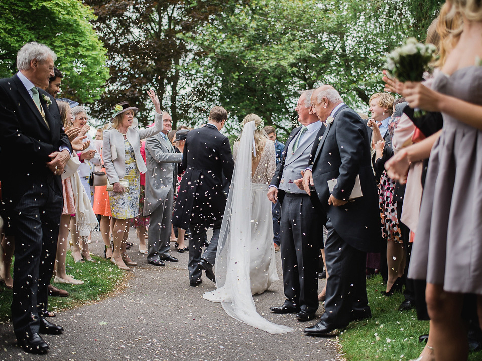 A Chic Laure de Sagazan Gown for a Boho Luxe English Country Wedding. Photography by John Barwood.