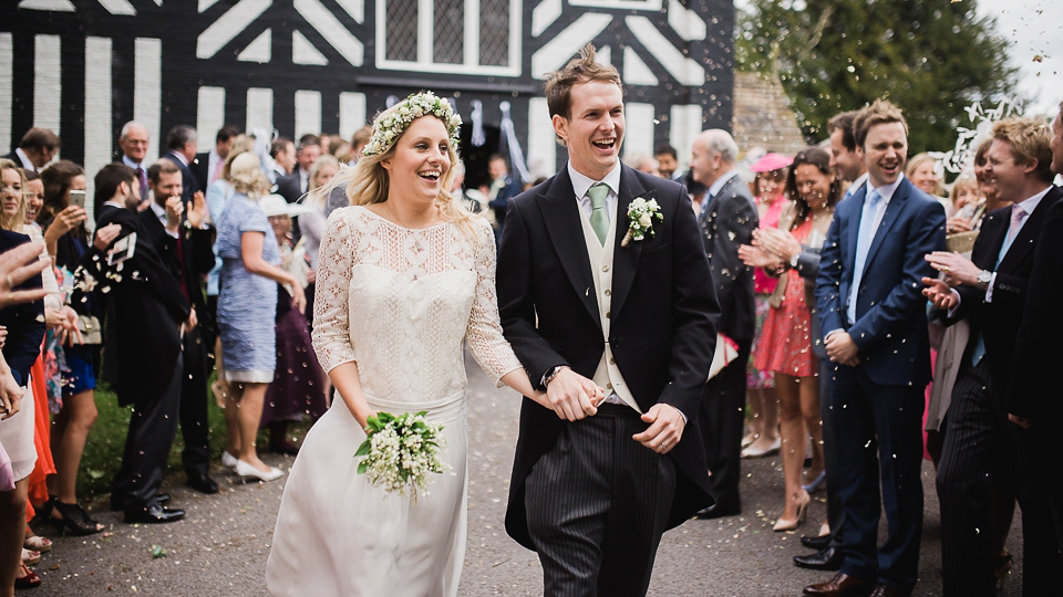 A Chic Laure de Sagazan Gown for a Boho Luxe English Country Wedding. Photography by John Barwood.