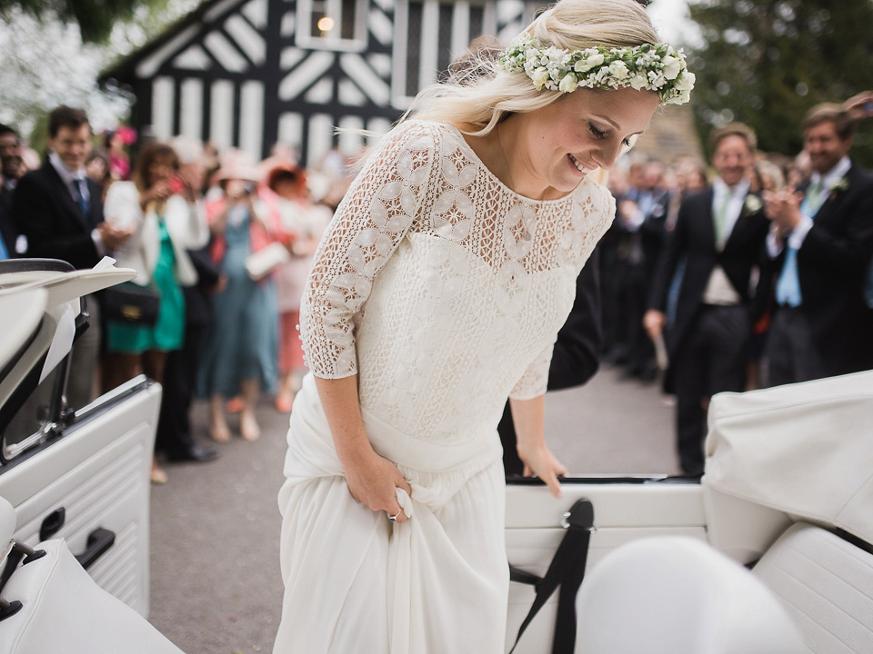 A Chic Laure de Sagazan Gown for a Boho Luxe English Country Wedding. Photography by John Barwood.