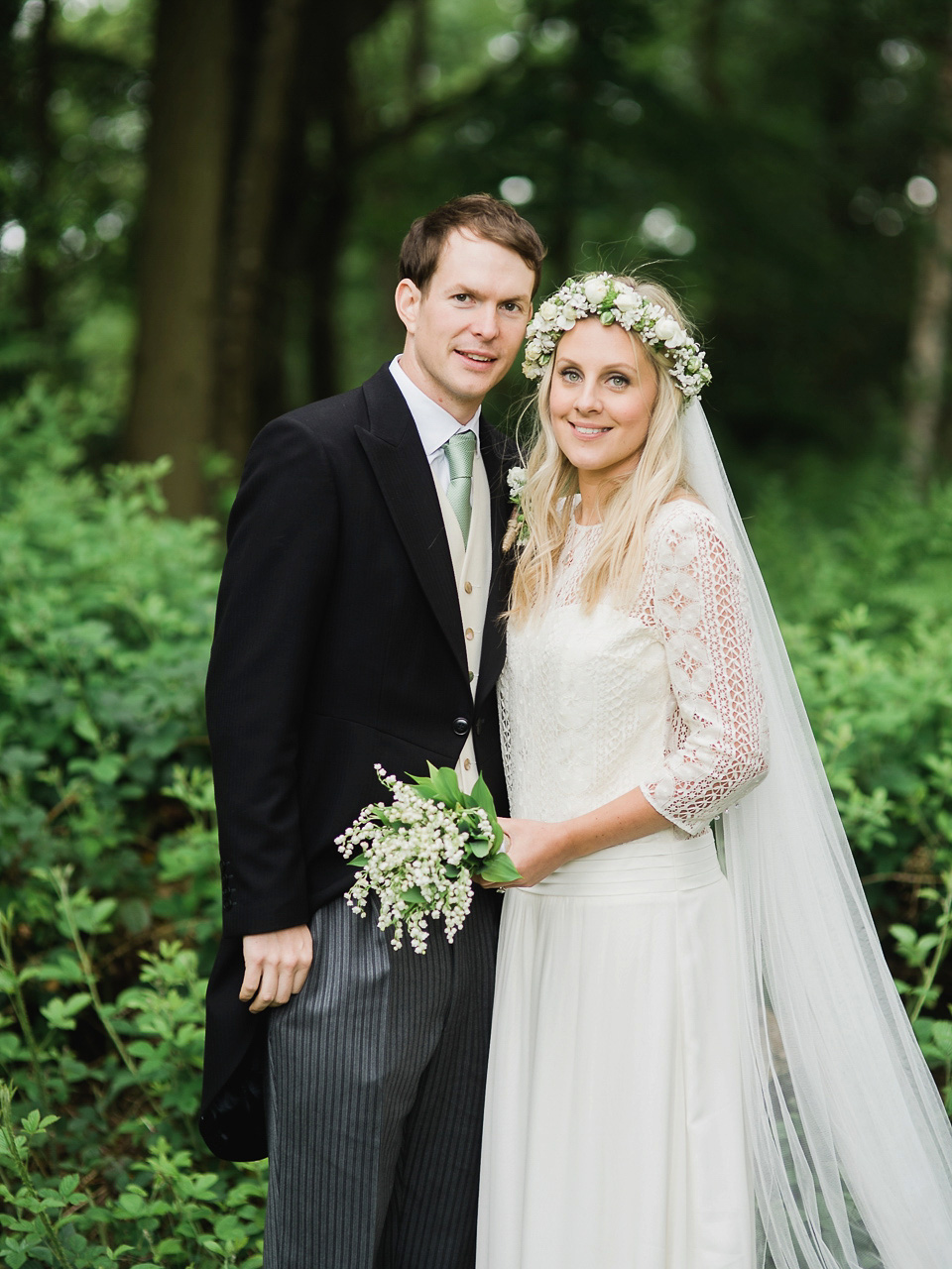 A Chic Laure de Sagazan Gown for a Boho Luxe English Country Wedding. Photography by John Barwood.