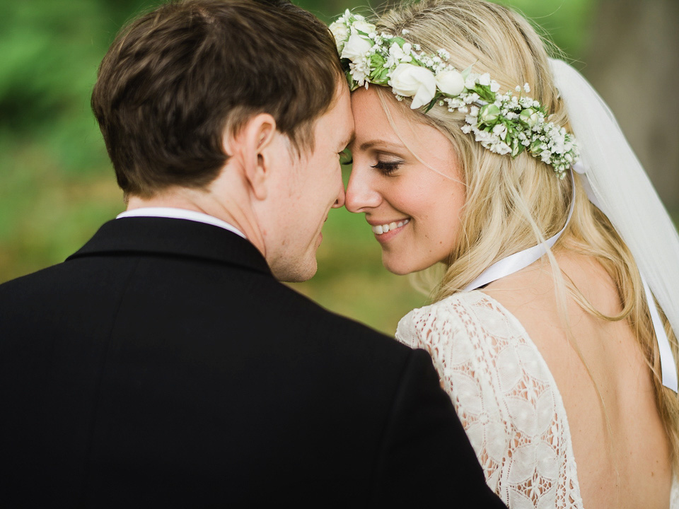 A Chic Laure de Sagazan Gown for a Boho Luxe English Country Wedding. Photography by John Barwood.