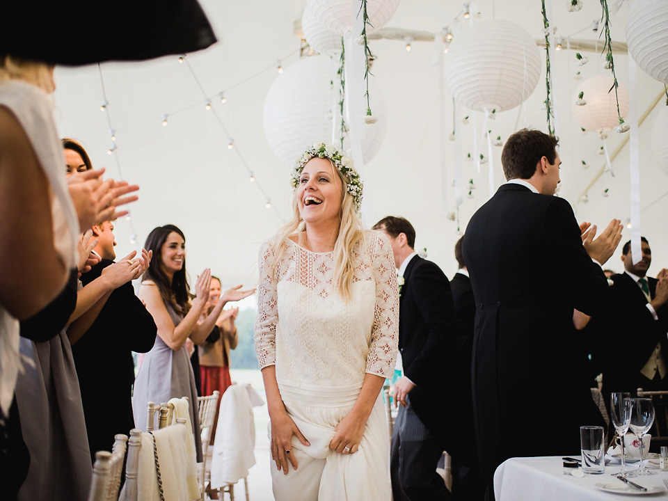 A Chic Laure de Sagazan Gown for a Boho Luxe English Country Wedding. Photography by John Barwood.