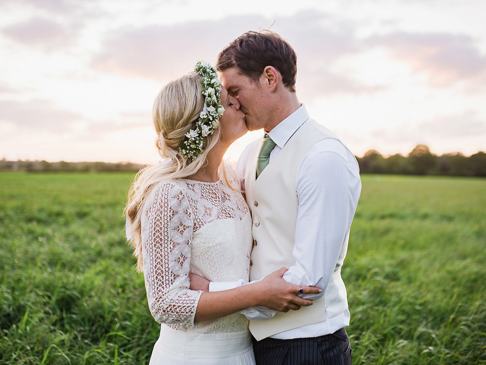 A Chic Laure de Sagazan Gown for a Boho Luxe English Country Wedding. Photography by John Barwood.