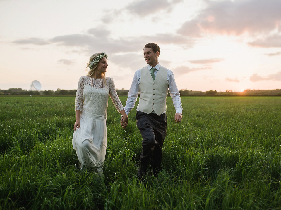 A Chic Laure de Sagazan Gown for a Boho Luxe English Country Wedding. Photography by John Barwood.