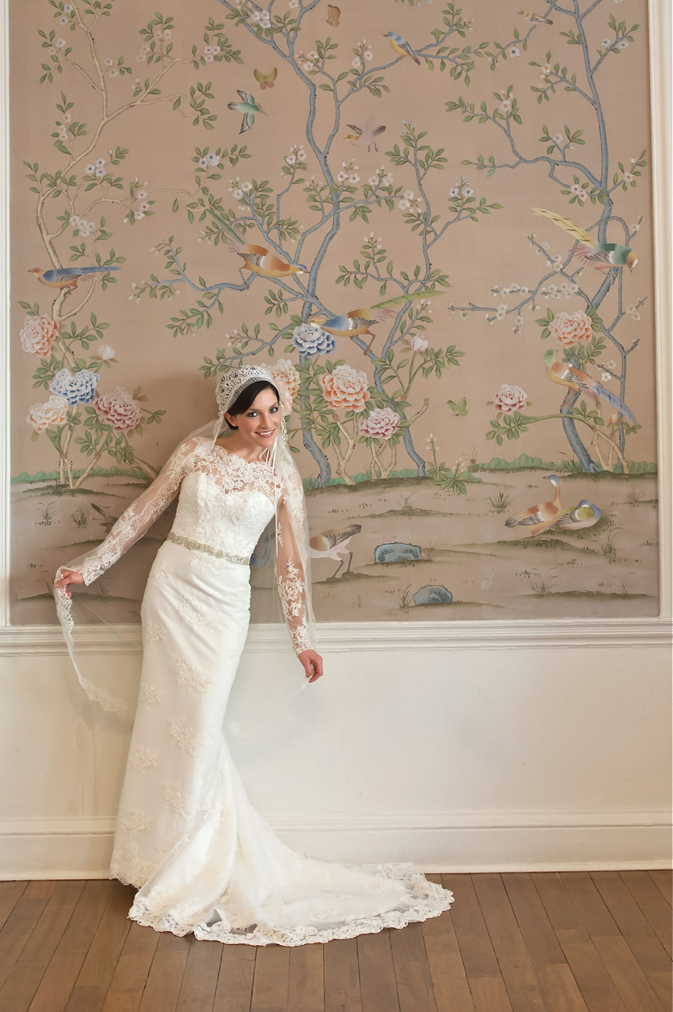 A charming winter wedding at The George in Rye with a bride wearing a Juliet cap veil. Images by The Edge Photography.