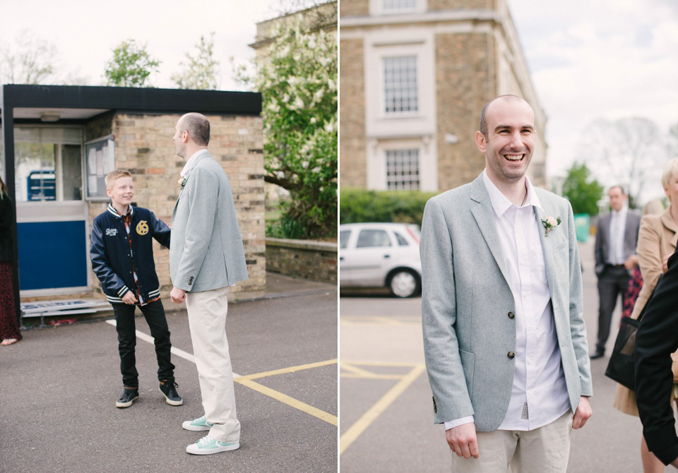 Lilac Hair and Pastel Flowers for an Intimate Springtime Pub Wedding Shot on Film. Photography by Hannah Duffy.