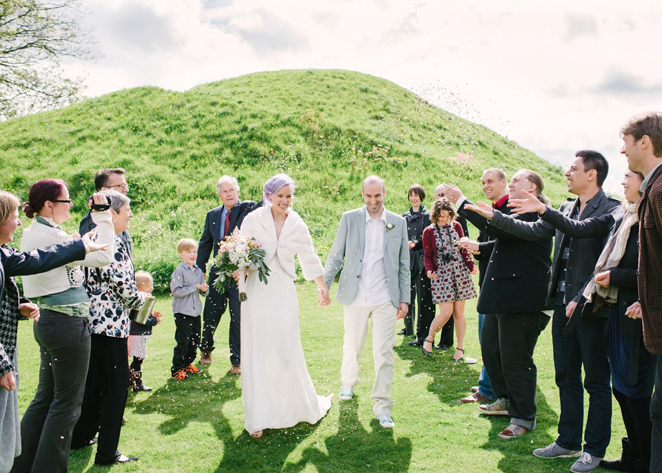 Lilac Hair and Pastel Flowers for an Intimate Springtime Pub Wedding Shot on Film. Photography by Hannah Duffy.