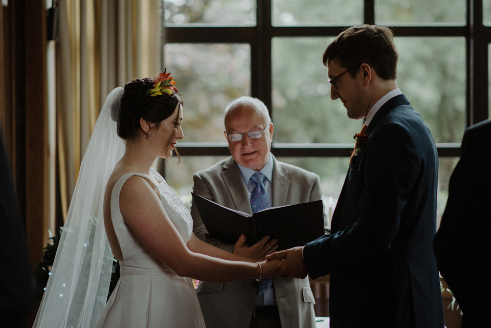 A colourful David Bowie and Wes Anderson inspired wedding in Glasgow. The bride wore a gown from Davids Bridal. Photography by The Kitcheners.