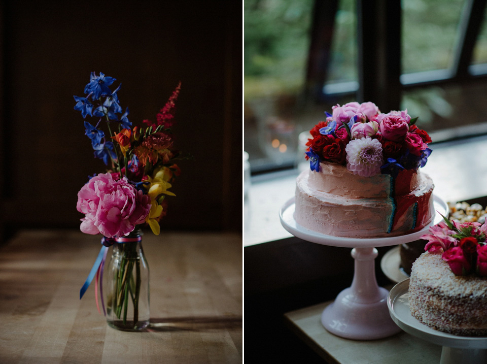 A colourful David Bowie and Wes Anderson inspired wedding in Glasgow. The bride wore a gown from Davids Bridal. Photography by The Kitcheners.