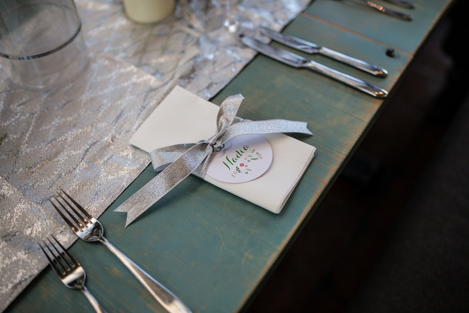 A green wedding dress from Coast, for this quirky modern London wedding, Images by Olliver Photography.