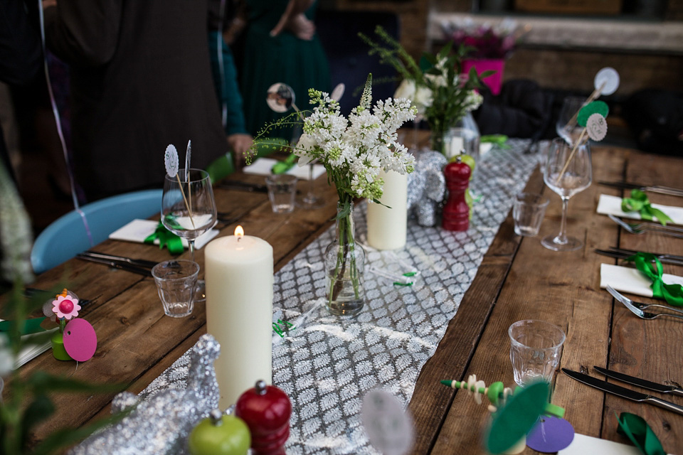 A green wedding dress from Coast, for this quirky modern London wedding, Images by Olliver Photography.