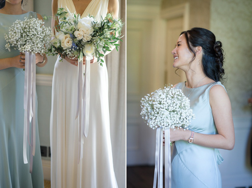 A Theia Couture wedding dress and ostrich feathers for this elegant Babington House wedding. Photography by Ria Mishaal.