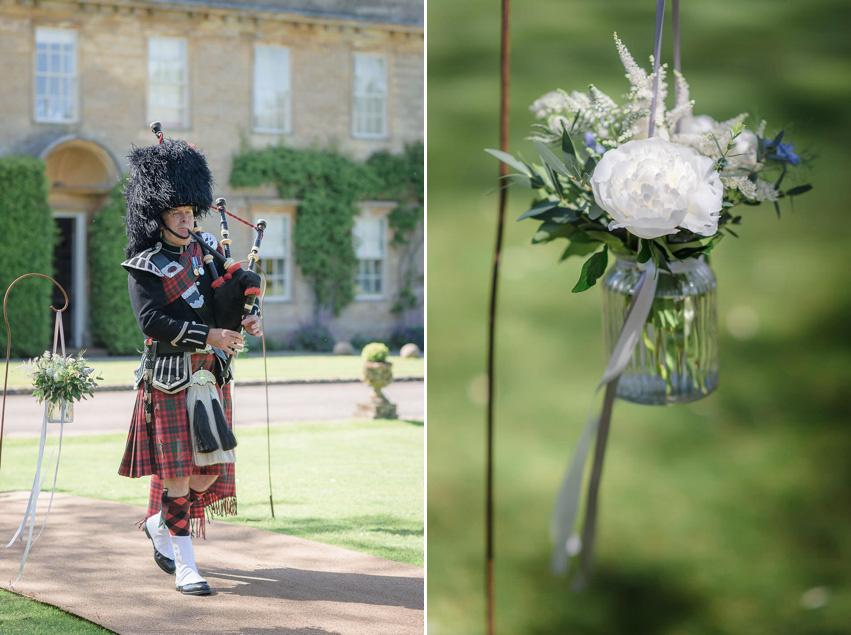 A Theia Couture wedding dress and ostrich feathers for this elegant Babington House wedding. Photography by Ria Mishaal.