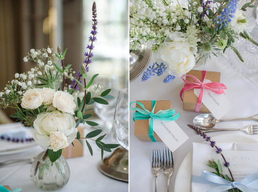 A Theia Couture wedding dress and ostrich feathers for this elegant Babington House wedding. Photography by Ria Mishaal.