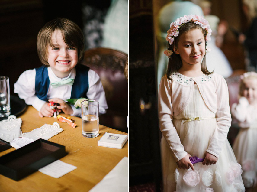 The bride wears a 1950's inspired polka dot dress by Mooshki Bride.  Photography by Kerry Woods.