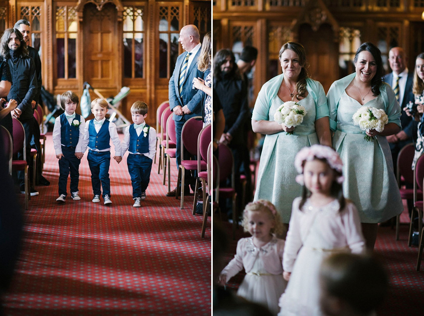 The bride wears a 1950's inspired polka dot dress by Mooshki Bride.  Photography by Kerry Woods.