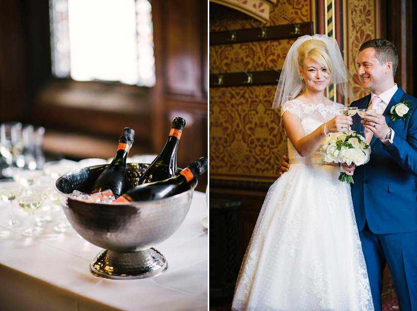 The bride wears a 1950's inspired polka dot dress by Mooshki Bride.  Photography by Kerry Woods.