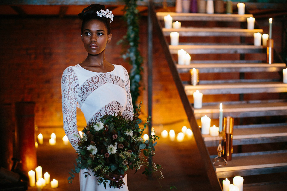 Geometric, gold and glamorous - a gritty industrial bridal inspiration shoot featuring Rime Arodaky and Catherine Deane