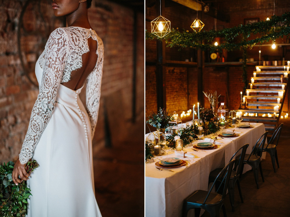 Geometric, gold and glamorous - a gritty industrial bridal inspiration shoot featuring Rime Arodaky and Catherine Deane