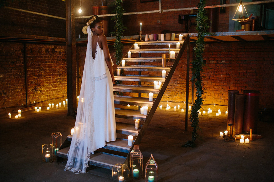 Geometric, gold and glamorous - a gritty industrial bridal inspiration shoot featuring Rime Arodaky and Catherine Deane