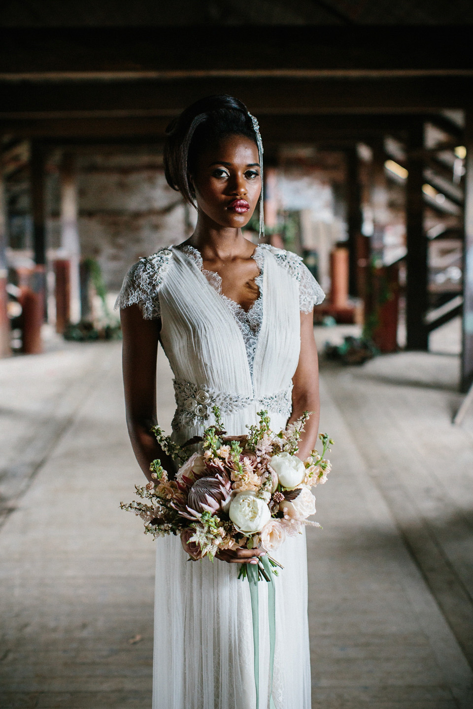 Geometric, gold and glamorous - a gritty industrial bridal inspiration shoot featuring Rime Arodaky and Catherine Deane