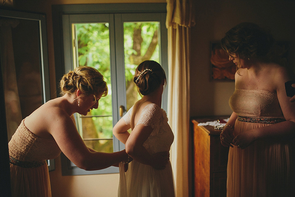 The bride wears Grace Loves Lace for her laid back, rustic, simple and elegant outdoor wedding in the Italian hillsides. Photography by Peter Jurica, film by Happy Wedding Films.