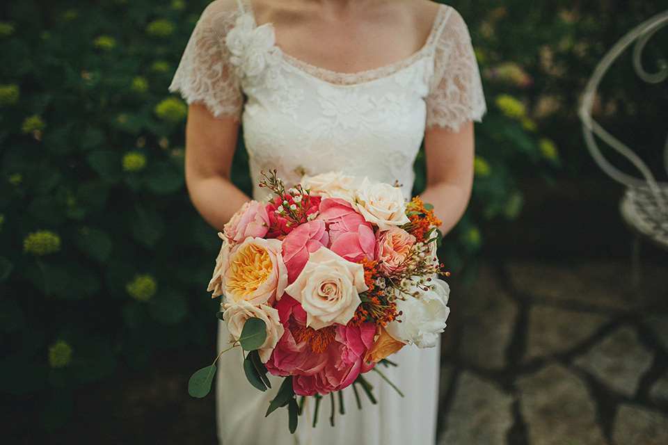 The bride wears Grace Loves Lace for her laid back, rustic, simple and elegant outdoor wedding in the Italian hillsides. Photography by Peter Jurica, film by Happy Wedding Films.