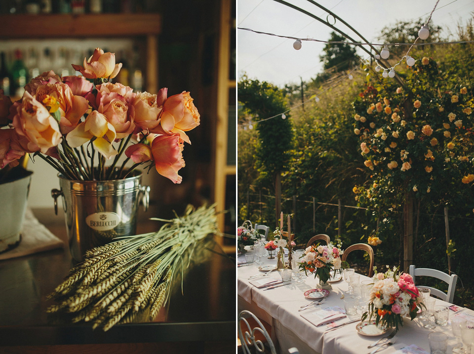 The bride wears Grace Loves Lace for her laid back, rustic, simple and elegant outdoor wedding in the Italian hillsides. Photography by Peter Jurica, film by Happy Wedding Films.