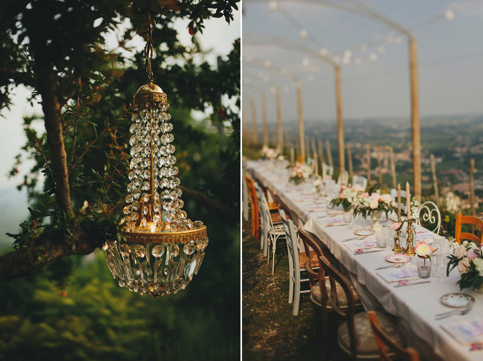 The bride wears Grace Loves Lace for her laid back, rustic, simple and elegant outdoor wedding in the Italian hillsides. Photography by Peter Jurica, film by Happy Wedding Films.
